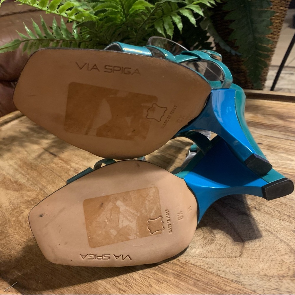 Turquoise Strappy Block Heel Sandals - Women - Picture 9 of 9
